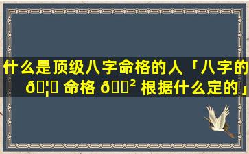 什么是顶级八字命格的人「八字的 🦅 命格 🌲 根据什么定的」